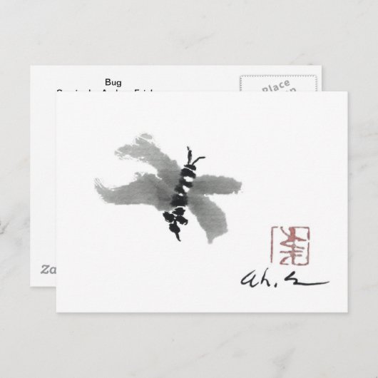 Bug, Sumi-e van Andrea Erickson Briefkaart (Voorkant / Achterkant)