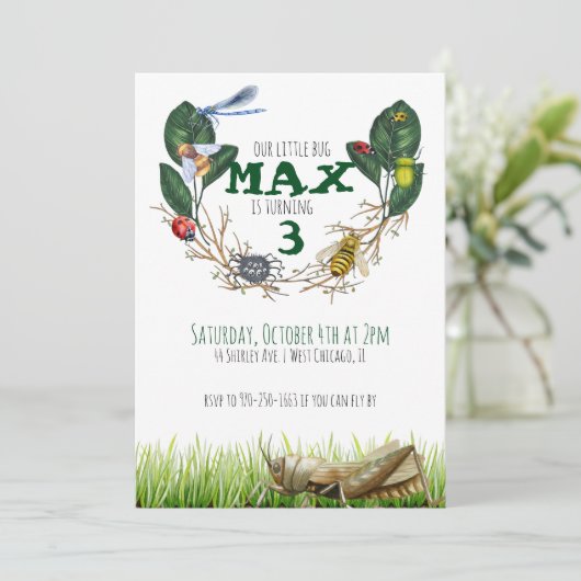 Bug Theenmaal Geachte Birthday Party Invitation Kaart (Staand voorkant)