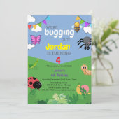 Bug thema kinderen verjaardagsuitnodiging griezeli kaart (Staand voorkant)