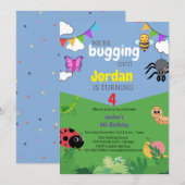 Bug thema kinderen verjaardagsuitnodiging griezeli kaart (Voorkant / Achterkant)