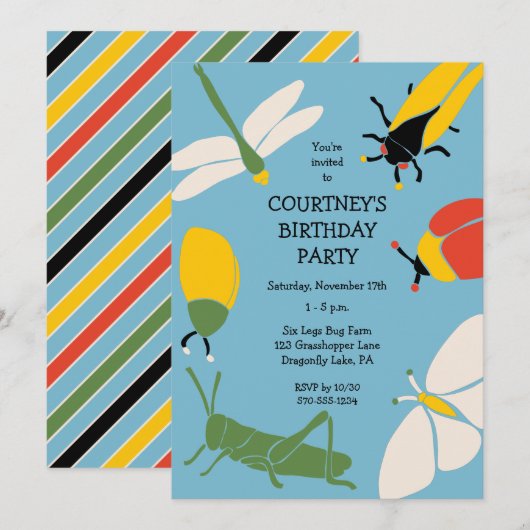 Bug Thema Verjaardagsfeestje Aangepast Kaart (Voorkant / Achterkant)