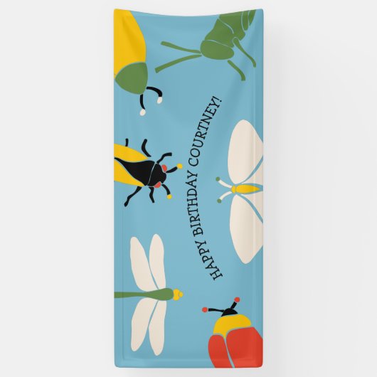 Bug Theme Custom Message Party Spandoek (Verticaal)