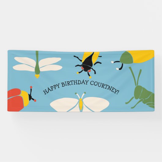 Bug Theme Custom Message Party Spandoek (Horizontaal)