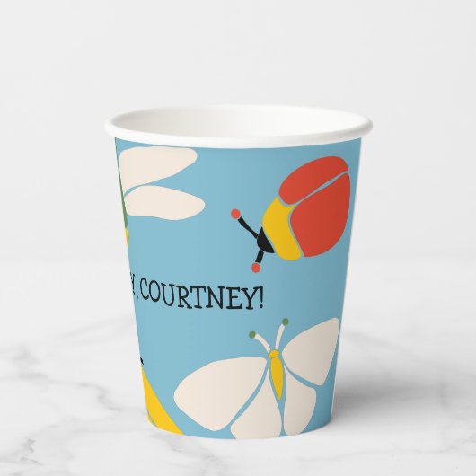 Bug Theme Party Gepersonaliseerd Papieren Bekers (Achterkant)