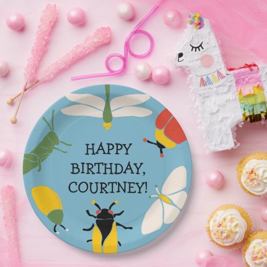 Bug Theme Party Gepersonaliseerd Papieren Bordje (Feest)