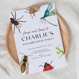 Bug uitnodiging, buiten verjaardag, bug party, gri kaart