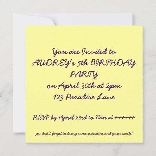 bug-verjaardagsuitnodiging kaart (Achterkant)