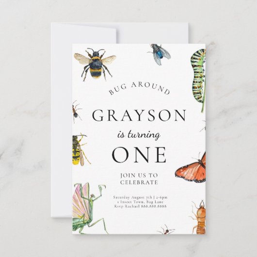 Bug verjaardagsuitnodiging voor kinderen kaart (Voorkant)