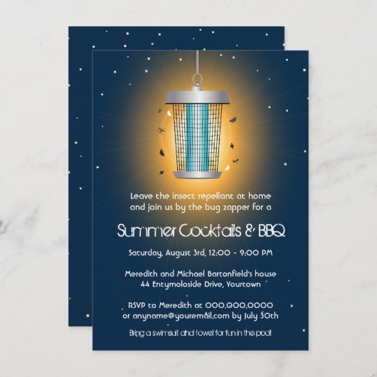 Bug Zapper Summer Party Kaart (Voorkant / Achterkant)