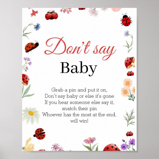 Bug Zeg niet Baby Baby shower Spelbord Poster (Voorkant)
