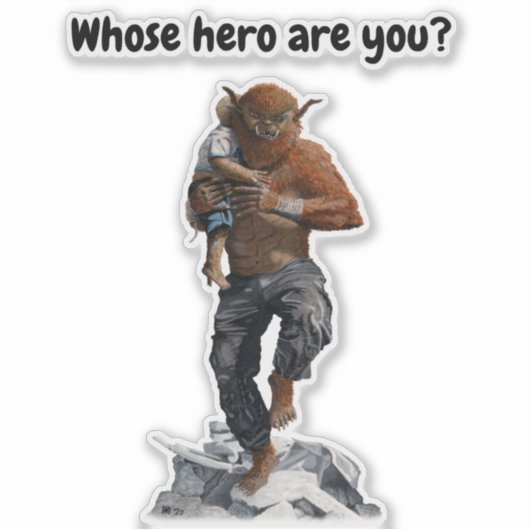 Bugbear Hero redt kind fantasie kunst Sticker (Voorkant)