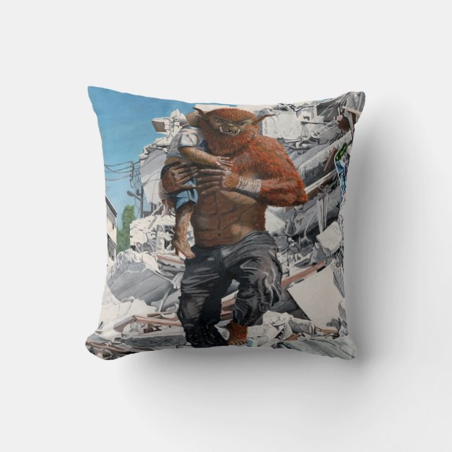 Bugbeer Hero Redcuing Child Fantasy Sierkussen (Voorkant)