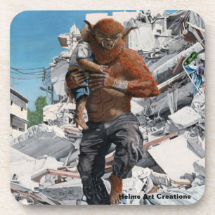 Bugbeer Hero Saving Child Fantasy Plastic Onderzet Bier Onderzetter