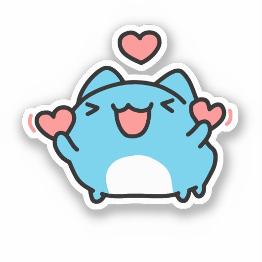 BugCat Capoo kat, Kawaii Comic Kat liefde Sticker (Voorkant)