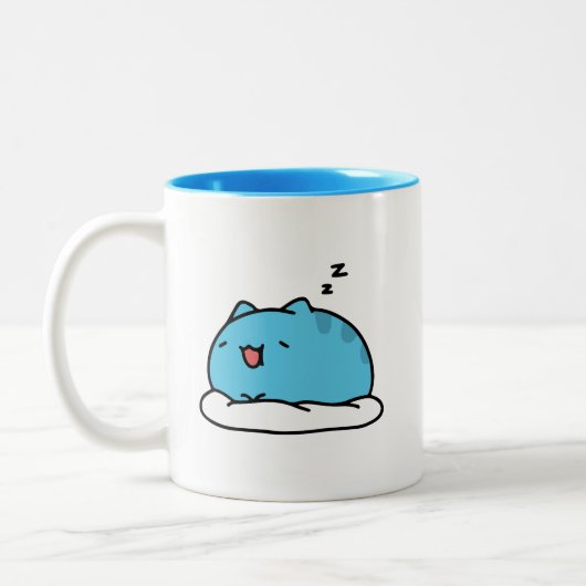 BugCat Capoo kat, Kawaii Comic kat slapen Tweekleurige Koffiemok (Links)