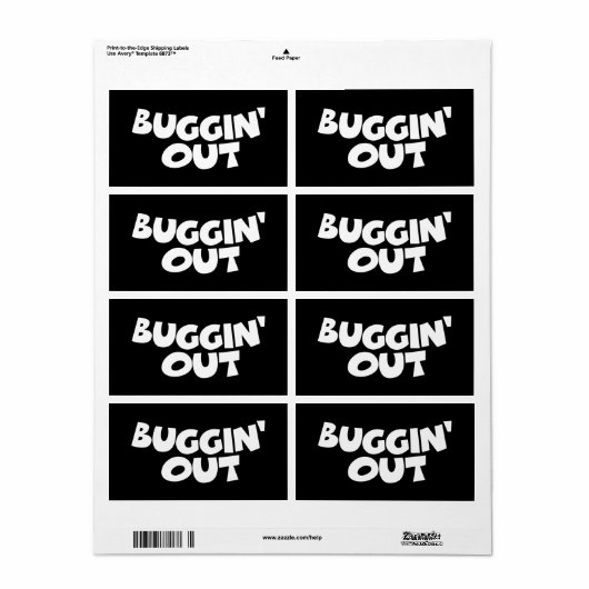 Buggin-out Etiket (Full Sheet)
