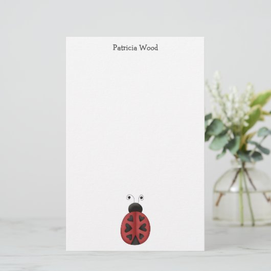 Buggin’ You Ladybug Hearts Briefpapier (Staand voorkant)