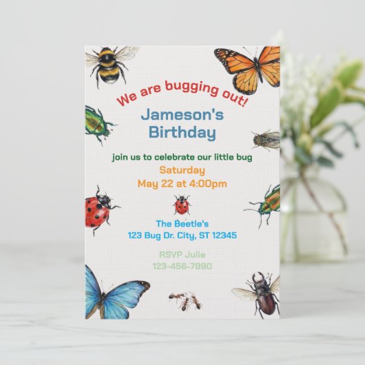 Bugging Out Kids Illustrated Birthday Kaart (Staand voorkant)