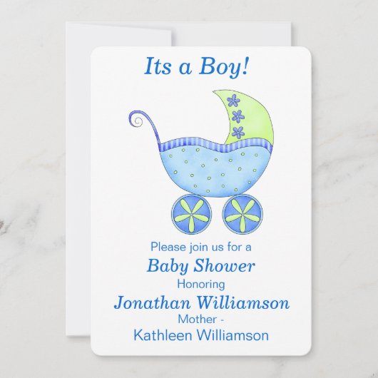 Buggy Carriage is een Baby shower-uitnodiging Kaart (Voorkant)