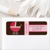 Buggy nieuwe baby het is een meisje bruin & roze S Etiket (Insitu)