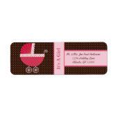 Buggy nieuwe baby het is een meisje bruin & roze S Etiket (Voorkant)