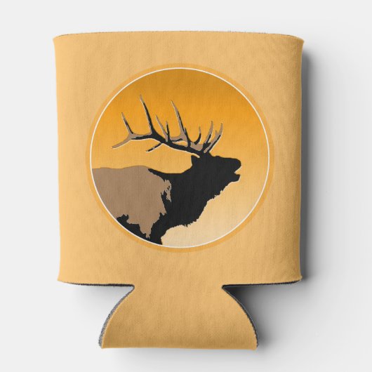 Bugling Bull Elk bij Sunset Original Wildlife Art Blikjeskoeler (Achterkant)