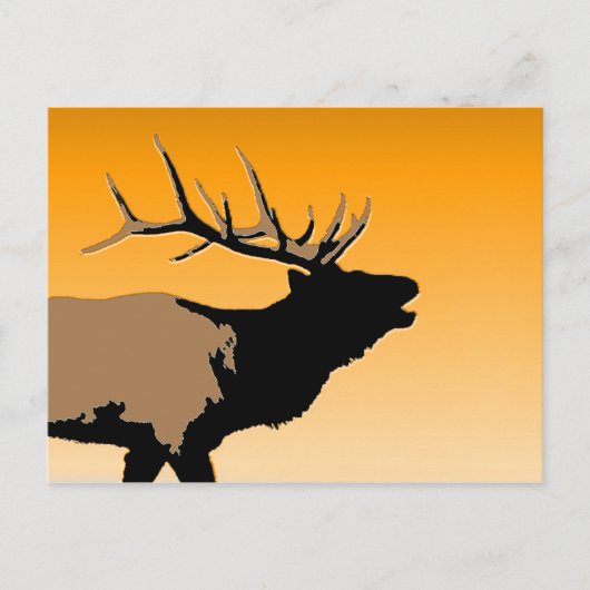 Bugling Bull Elk bij Sunset Original Wildlife Art Briefkaart (Voorkant)