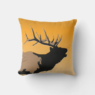 Bugling Bull Elk bij Sunset Original Wildlife Art Buitenkussen