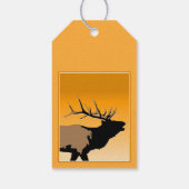 Bugling Bull Elk bij Sunset Original Wildlife Art Cadeaulabel (Achterkant)