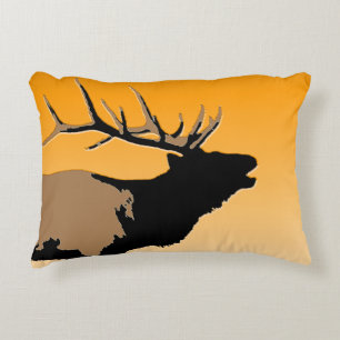 Bugling Bull Elk bij Sunset Original Wildlife Art Decoratief Kussen