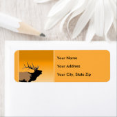 Bugling Bull Elk bij Sunset Original Wildlife Art Etiket (Insitu)