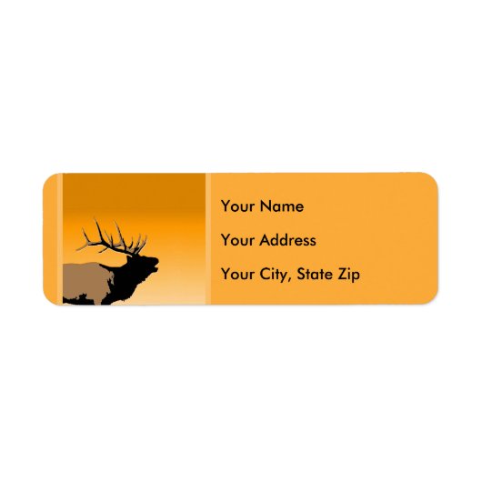 Bugling Bull Elk bij Sunset Original Wildlife Art Etiket (Voorkant)