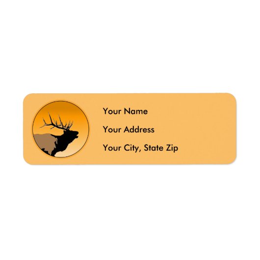 Bugling Bull Elk bij Sunset Original Wildlife Art Etiket (Voorkant)