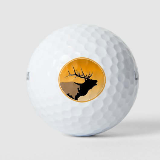 Bugling Bull Elk bij Sunset Original Wildlife Art Golfballen (Voorkant)