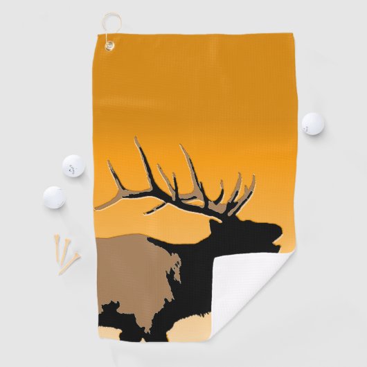 Bugling Bull Elk bij Sunset Original Wildlife Art Golfhanddoek (Insitu)
