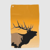 Bugling Bull Elk bij Sunset Original Wildlife Art Golfhanddoek (Voorkant)