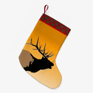 Bugling Bull Elk bij Sunset Original Wildlife Art Kleine Kerstsok