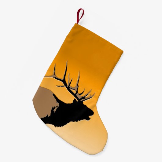 Bugling Bull Elk bij Sunset Original Wildlife Art Kleine Kerstsok (Voorkant (Hangend))