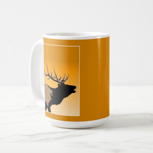 Bugling Bull Elk bij Sunset Original Wildlife Art Koffiemok (Voorkant links)