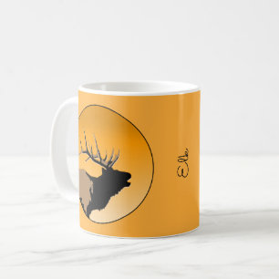 Bugling Bull Elk bij Sunset Original Wildlife Art Koffiemok