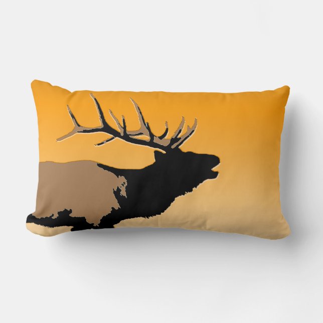 Bugling Bull Elk bij Sunset Original Wildlife Art Kussen (Voorkant)