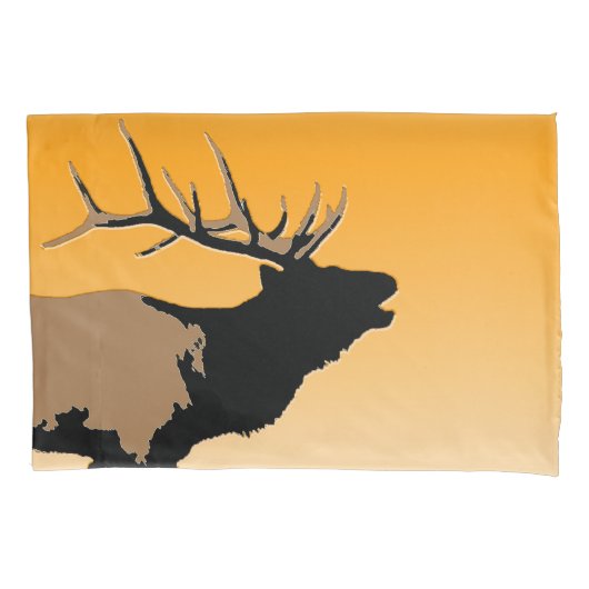 Bugling Bull Elk bij Sunset Original Wildlife Art Kussensloop (Voorkant)