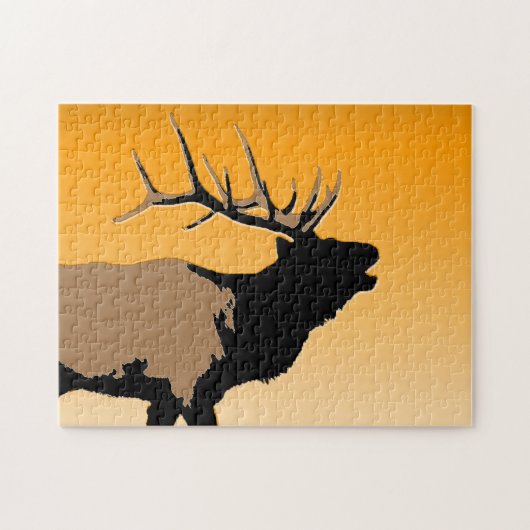 Bugling Bull Elk bij Sunset Original Wildlife Art Legpuzzel (Horizontaal)