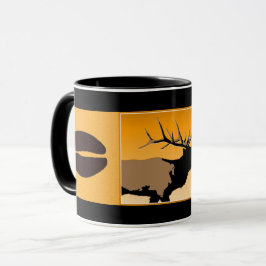 Bugling Bull Elk bij Sunset Original Wildlife Art Mok