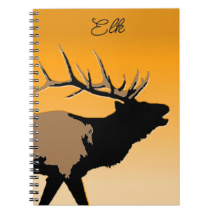 Bugling Bull Elk bij Sunset Original Wildlife Art Notitieboek