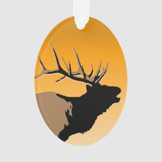 Bugling Bull Elk bij Sunset Original Wildlife Art Ornament (achterkant)