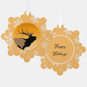 Bugling Bull Elk bij Sunset Original Wildlife Art Ornament Kaart