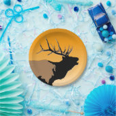 Bugling Bull Elk bij Sunset Original Wildlife Art Papieren Bordje (Feest)