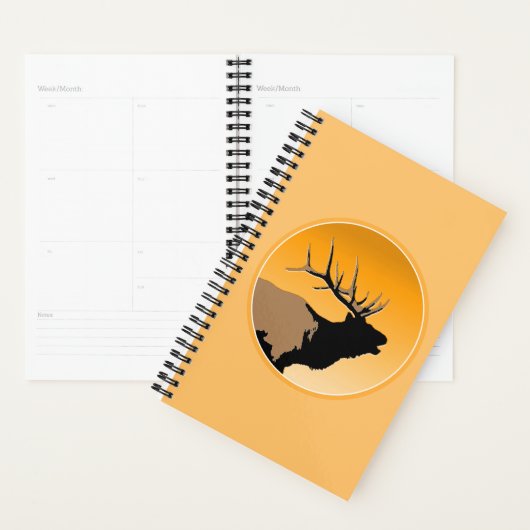 Bugling Bull Elk bij Sunset Original Wildlife Art Planner (Display)