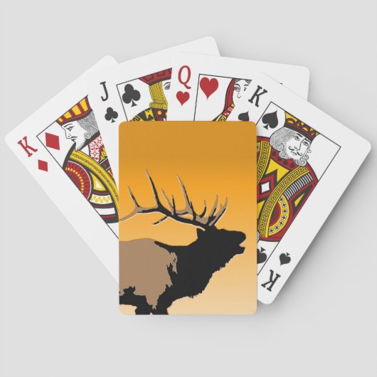 Bugling Bull Elk bij Sunset Original Wildlife Art Pokerkaarten (Achterkant)